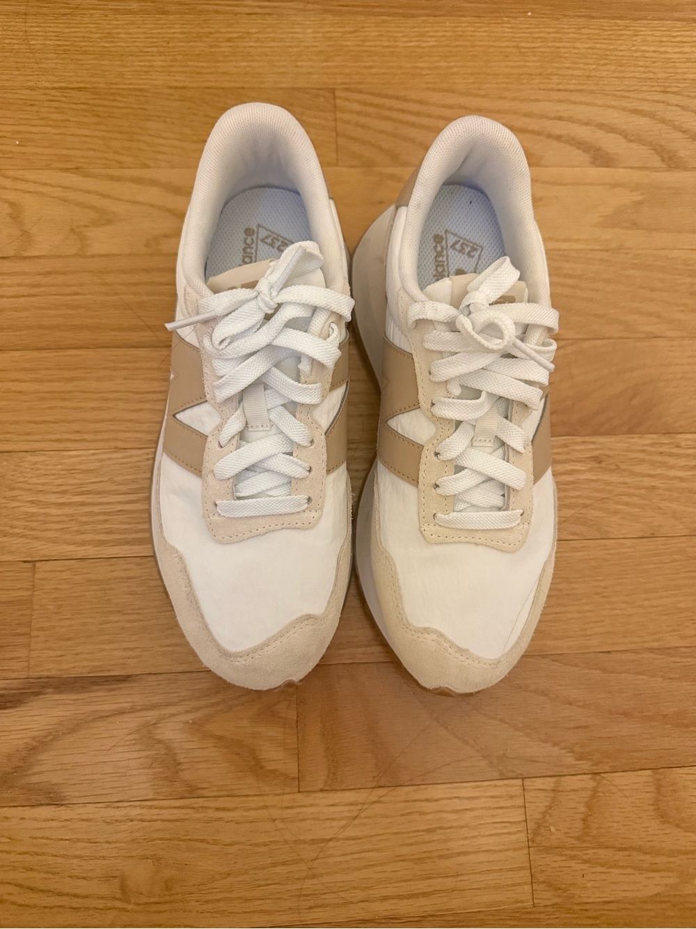 Neutral Beige and White Casual Sneakers